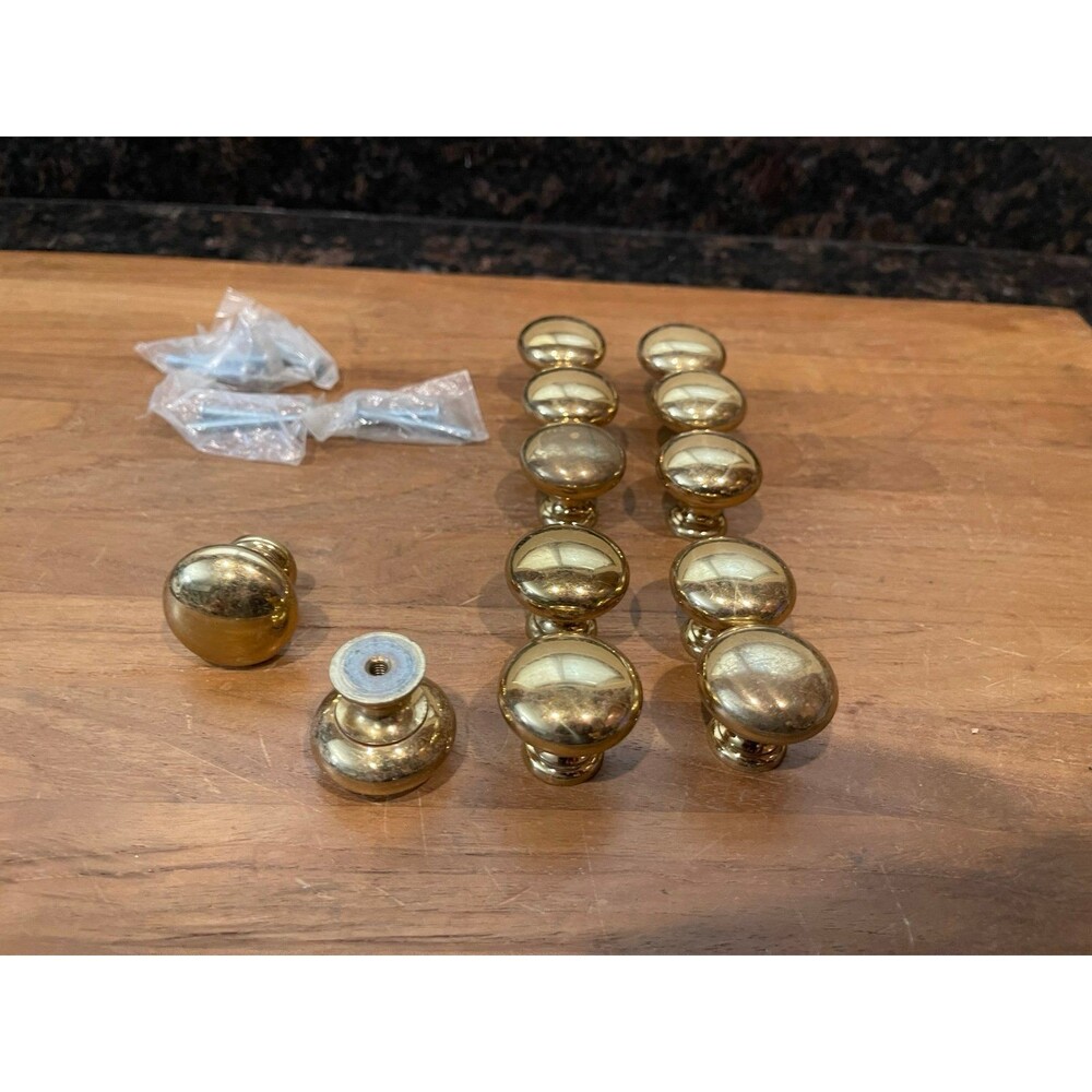 12 vintage Solid Brass Round cabinet knobs